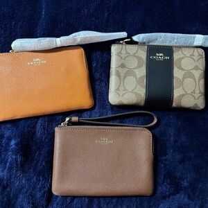 Coach Brown, Camel and Tan Wristlet Set